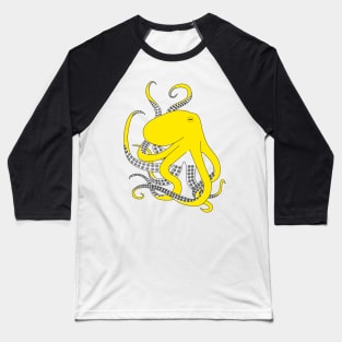 Yellow hand drawn illustration of an octopus Baseball T-Shirt